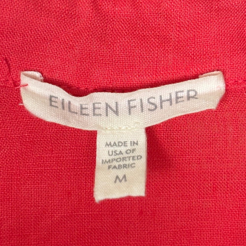 EILEEN FISHER 100% Organic Linen Button Down Shirt Regency Red Women Size Medium - Picture 3 of 10